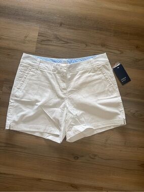 crown & ivy White Cotton Bermuda Shorts